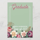  Blush Pink Botanische Floral Boho Afstuderen Aankondiging (Voorkant)