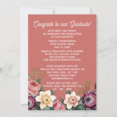  Blush Pink Botanische Floral Boho Afstuderen Aankondiging (Achterkant)