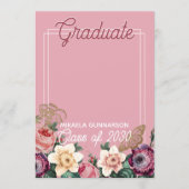  Blush Pink Botanische Floral Boho Afstuderen Aankondiging (Voorkant)