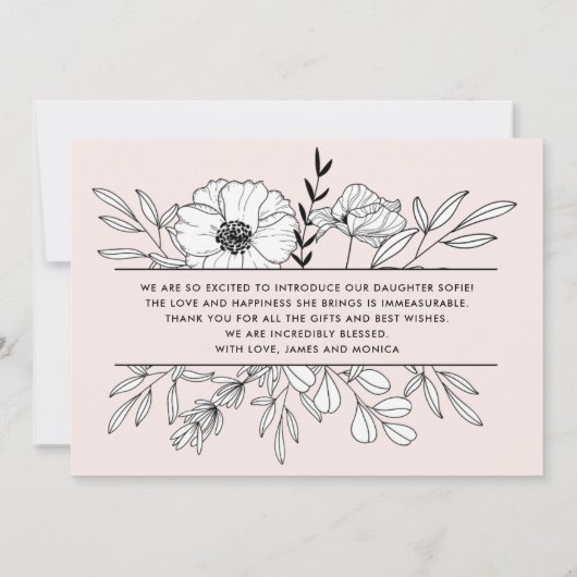 Blush Pink Botanische Foto Aankondiging II (Achterkant)