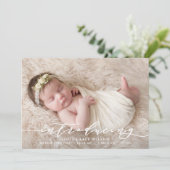 Blush Pink Botanische Fotogeboorte Aankondiging I (Staand voorkant)