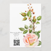 Blush Pink Botanische QR Code Huwelijk Informatiekaartje (Achterkant)