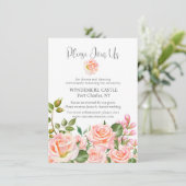 Blush Pink Botanische QR Code Huwelijk Informatiekaartje (Staand voorkant)