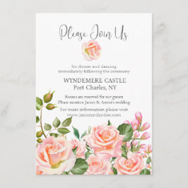 Blush Pink Botanische QR Code Huwelijk Informatiekaartje