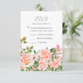 Blush Pink Botanische QR Code Huwelijk RSVP Kaartje (Staand voorkant)