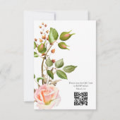 Blush Pink Botanische QR Code Huwelijk RSVP Kaartje (Achterkant)