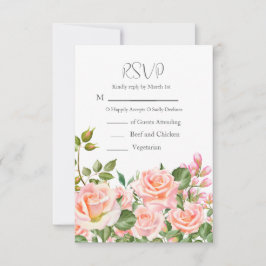 Blush Pink Botanische QR Code Huwelijk RSVP Kaartje