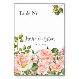 Blush Pink Botanische Trouwtafel Nummer Kaart