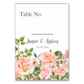 Blush Pink Botanische Trouwtafel Nummer Kaart (Achterkant)