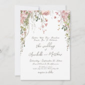 Blush Pink Botanische Waterverf Wildflower Wedding Kaart (Voorkant)