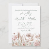 Blush Pink Botanische Wildflowers Boho Wedding Kaart (Voorkant)