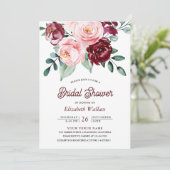 Blush Pink Bourgogne Bloemen Foto Vrijgezellenfees Kaart (Staand voorkant)