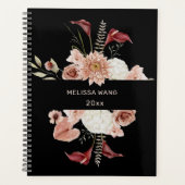 Blush Pink Bourgogne Boho Bloemen Zwart Planner (Voorkant)