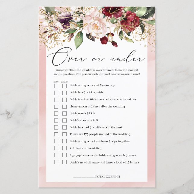 Blush Pink Bourgogne boven of onder gamFloral (Voorkant)