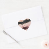 Blush Pink Bourgogne Goud Zwart Glitter Hart Sticker (Envelop)