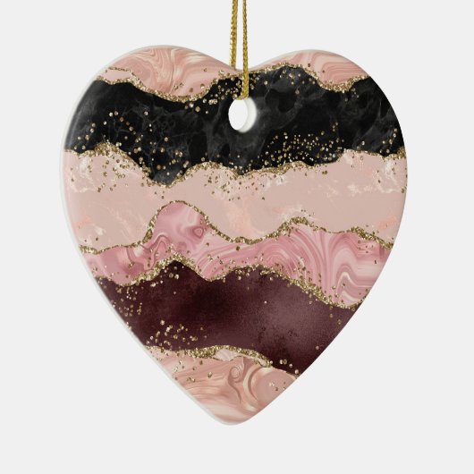 Blush Pink Bourgogne Goud Zwart Glitter Keramisch Ornament (Rechts)
