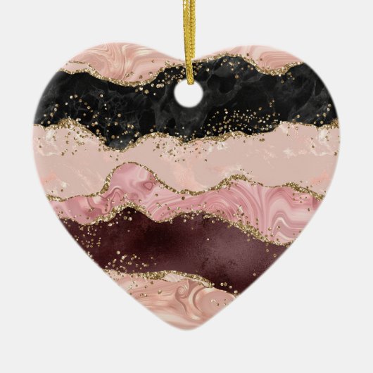 Blush Pink Bourgogne Goud Zwart Glitter Keramisch Ornament (Voorkant)