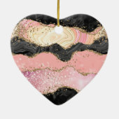 Blush Pink Bourgogne Goud Zwart Glitter Keramisch Ornament (Achterkant)