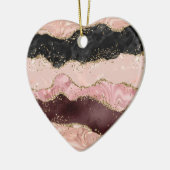Blush Pink Bourgogne Goud Zwart Glitter Keramisch Ornament (Links)