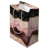 Blush Pink Bourgogne Goud Zwart Glitter Medium Cadeauzakje (Voorkant Gekanteld)