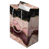 Blush Pink Bourgogne Goud Zwart Glitter Medium Cadeauzakje (Achterkant Gekanteld)