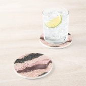 Blush Pink Bourgogne Goud Zwart Glitter Zandsteen Onderzetter (Zijkant)