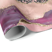 Blush Pink Bourgogne Wijn Goud Zwart Glitter Cadeaupapier (Rol Hoek)