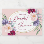 Blush Pink & Bourgondië Bloom Vrijgezellenfeest Sparkling Wijnetiket (Enkel label)