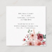 Blush Pink Bourgondië Floral Vierkante Visitekaartje (Achterkant)