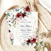 Blush Pink & Bourgondië Roos repetitie diner Kaart