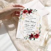 Blush Pink & Bourgondië Roos repetitie diner Kaart