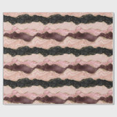 Blush Pink Bourgondië Zwart Glitzy Glitter Cadeaupapier (Vlak)