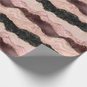 Blush Pink Bourgondië Zwart Glitzy Glitter Cadeaupapier (Hoek)