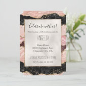 Blush Pink Bourgondië Zwart Glitzy Glitter Kaart (Staand voorkant)