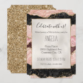 Blush Pink Bourgondië Zwart Glitzy Glitter Kaart (Voorkant / Achterkant)