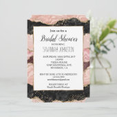 Blush Pink Bourgondië Zwart Glitzy Glitter Kaart (Staand voorkant)