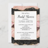 Blush Pink Bourgondië Zwart Glitzy Glitter Kaart (Voorkant)