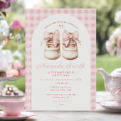 Blush Pink Bow Baby Schoenen Gingham Arch Baby sho Kaart