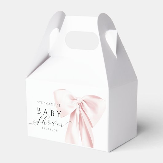 Blush Pink Bow-Baby shower Bedankdoosjes (Voorkant Zijde)