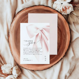 Blush Pink Bow Baby shower Bedankt Card