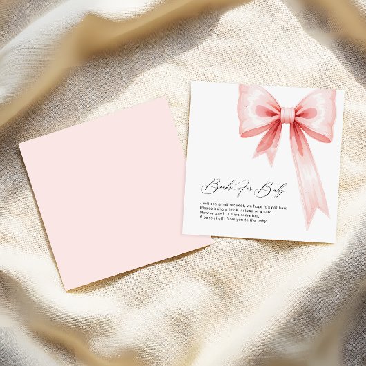 Blush Pink Bow Baby shower Boeken Verzoek Informatiekaartje