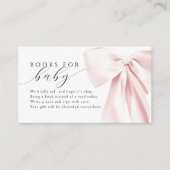 Blush Pink Bow Baby shower Boeken voor Baby 3,5x2" Informatiekaartje (Voorkant)