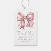 Blush Pink Bow-Baby shower Cadeaulabel (Voorkant)