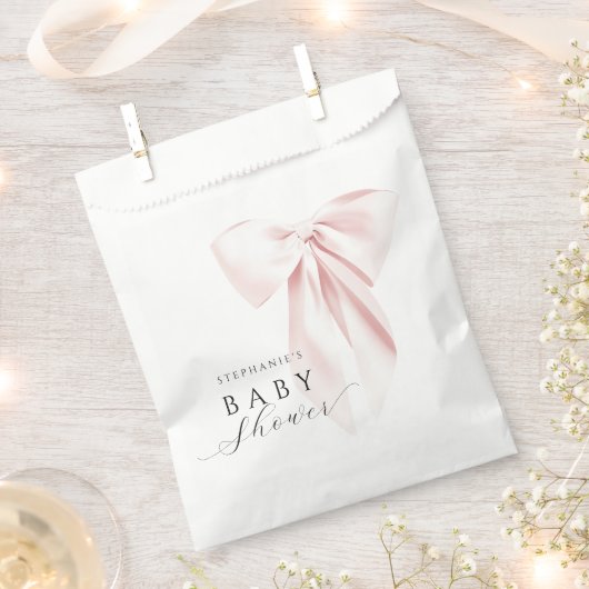 Blush Pink Bow Baby shower Favoriet Tassen Bedankzakje (Geknipt)