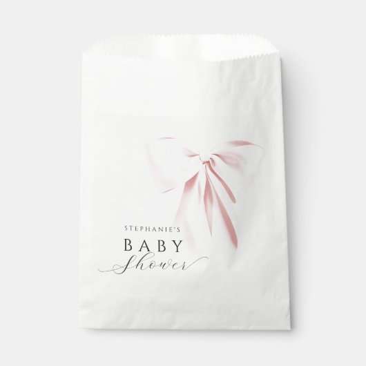 Blush Pink Bow Baby shower Favoriet Tassen Bedankzakje (Voorkant)