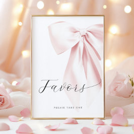 Blush Pink Bow Baby shower Favorieten Tafelteken Poster