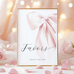Blush Pink Bow Baby shower Favorieten Tafelteken Poster