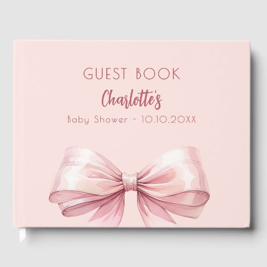 Blush pink bow Baby shower Gastenboek (Voorkant)