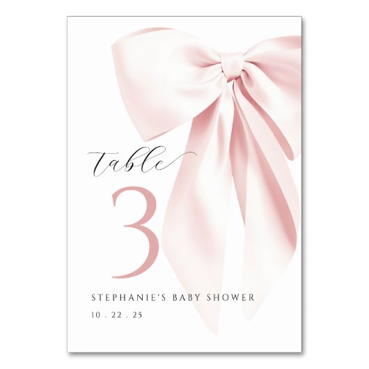 Blush Pink Bow-Baby shower Kaart (Voorkant)