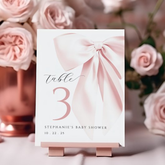 Blush Pink Bow-Baby shower Kaart